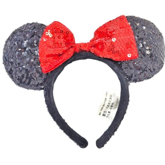 Disney Minnie Mouse Sequin Ears Black Red Hair Accessories - Picture 1 of 12